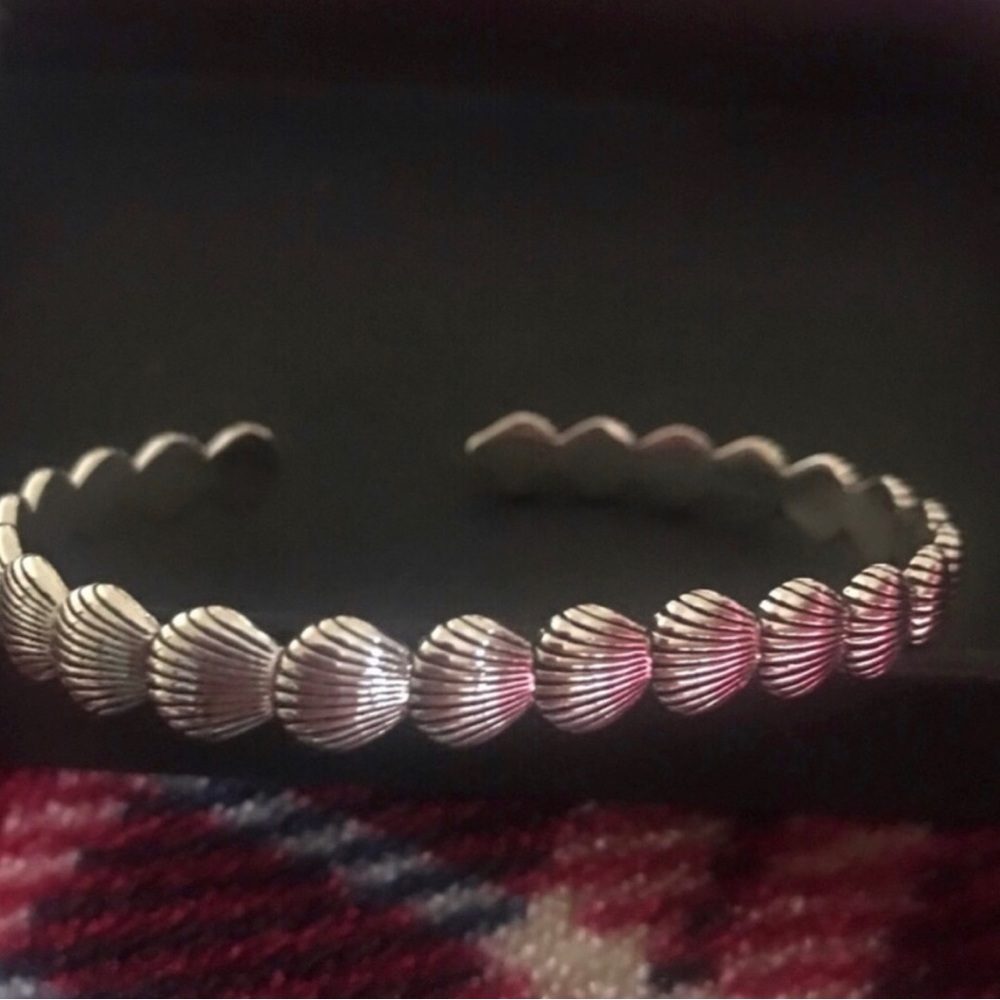 Sterling Silver Shell Motif Cuff Bracelet
